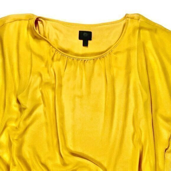JM Collection Top Womens Sz Large Yellow Flutter-Sleeve Career Scoop Neck Blouse - Picture 3 of 16